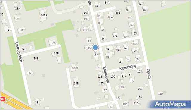 Tarnów, Zamkowa, 117, mapa Tarnów