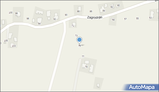 Tłuczań, Zagrodniki, 75, mapa Tłuczań