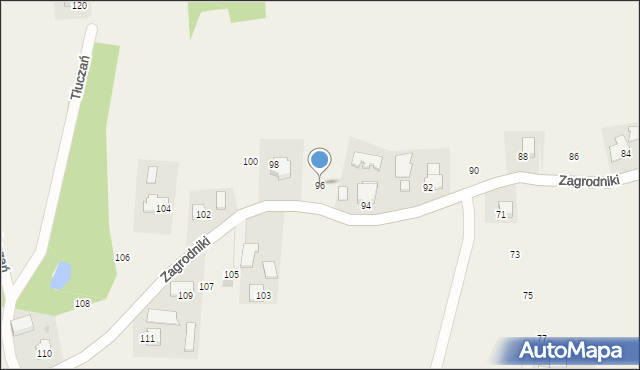 Tłuczań, Zagrodniki, 96, mapa Tłuczań