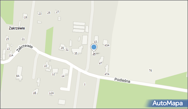 Tłuszcz, Zakrzewie, 45, mapa Tłuszcz