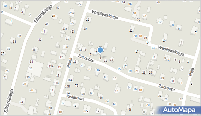 Tomaszów Lubelski, Zarzecze, 9, mapa Tomaszów Lubelski