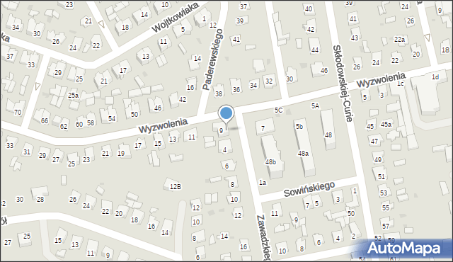 Tomaszów Lubelski, Zawadzkiego Feliksa, 2, mapa Tomaszów Lubelski