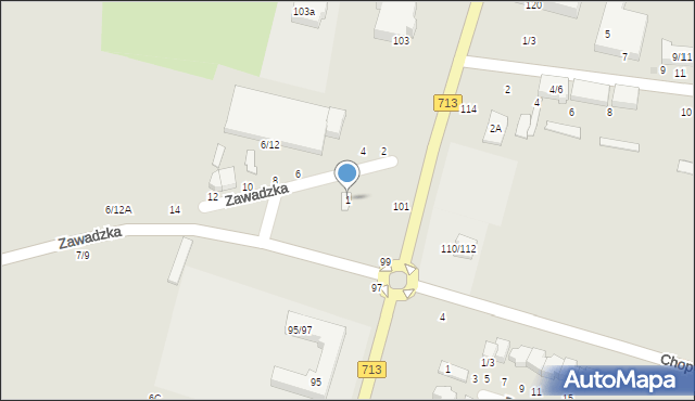 Tomaszów Mazowiecki, Zawadzka, 1, mapa Tomaszów Mazowiecki