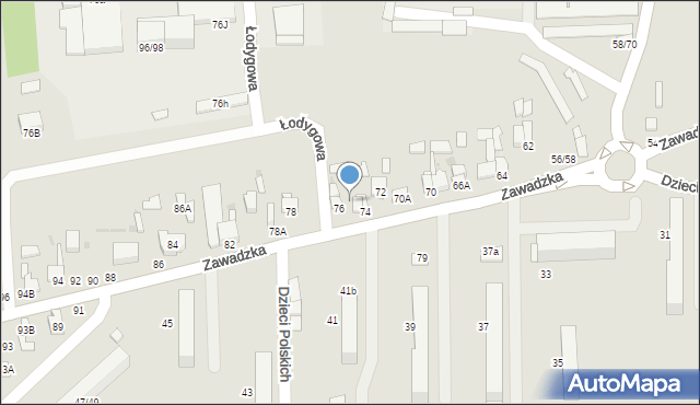 Tomaszów Mazowiecki, Zawadzka, 74A, mapa Tomaszów Mazowiecki