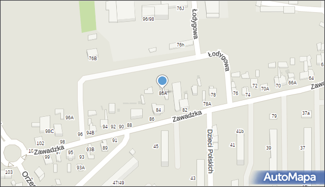Tomaszów Mazowiecki, Zawadzka, 86A, mapa Tomaszów Mazowiecki