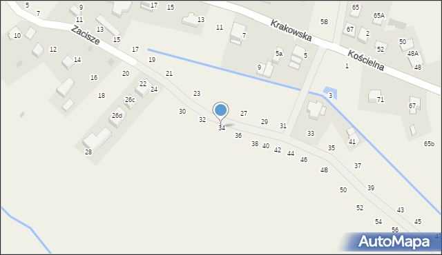 Tomaszowice, Zacisze, 34, mapa Tomaszowice