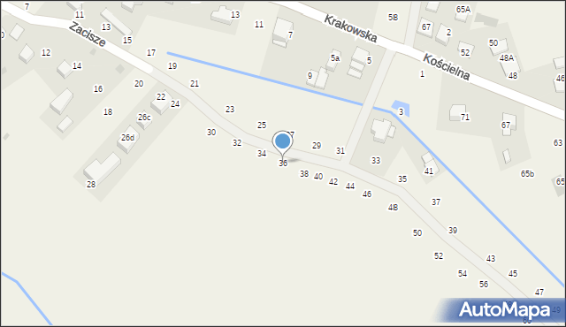 Tomaszowice, Zacisze, 36, mapa Tomaszowice