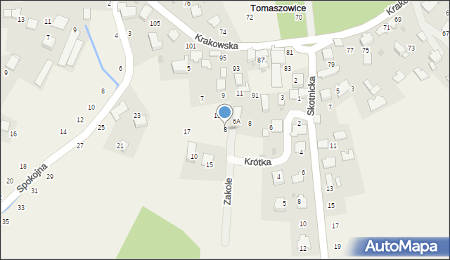 Tomaszowice, Zakole, 8, mapa Tomaszowice