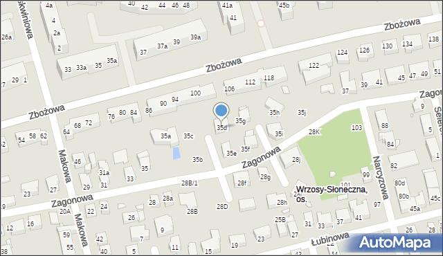 Toruń, Zagonowa, 35d, mapa Torunia