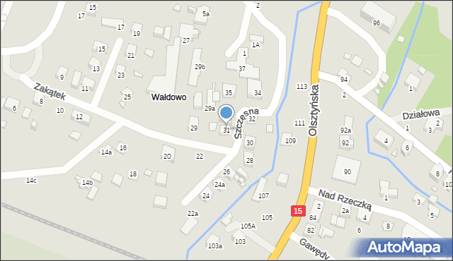 Toruń, Zakątek, 31, mapa Torunia