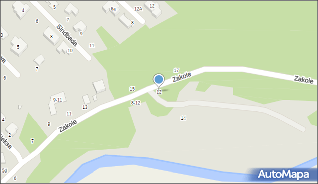 Toruń, Zakole, 12, mapa Torunia