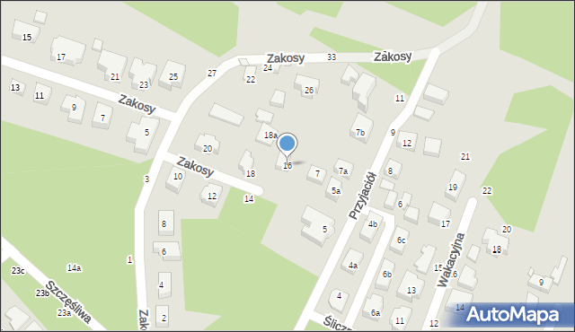 Toruń, Zakosy, 16, mapa Torunia