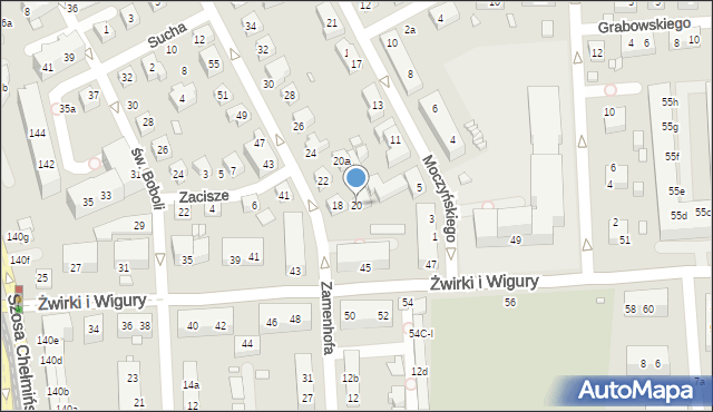 Toruń, Zamenhofa Ludwika, dr., 20, mapa Torunia