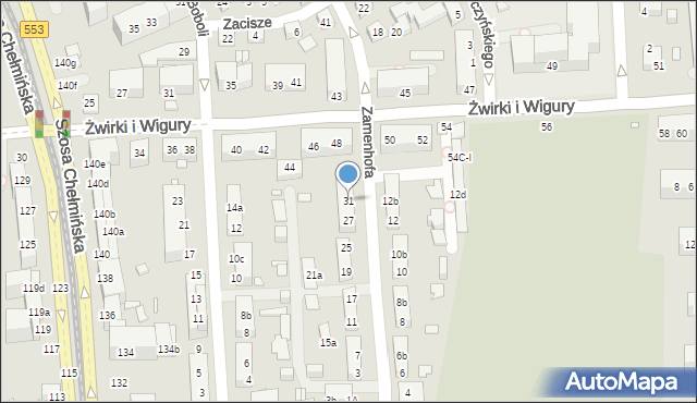 Toruń, Zamenhofa Ludwika, dr., 31, mapa Torunia