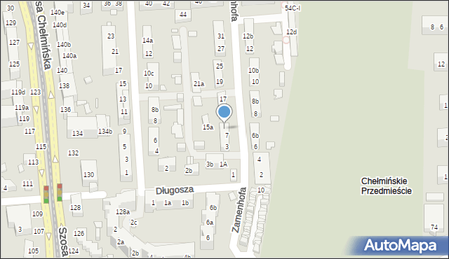 Toruń, Zamenhofa Ludwika, dr., 9, mapa Torunia