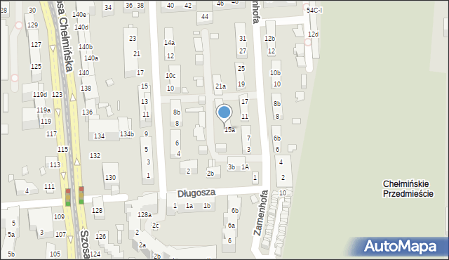 Toruń, Zamenhofa Ludwika, dr., 9a, mapa Torunia