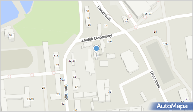 Toruń, Zaułek Dworcowy, 9, mapa Torunia