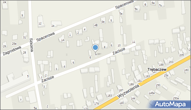 Trębaczew, Zacisze, 7, mapa Trębaczew