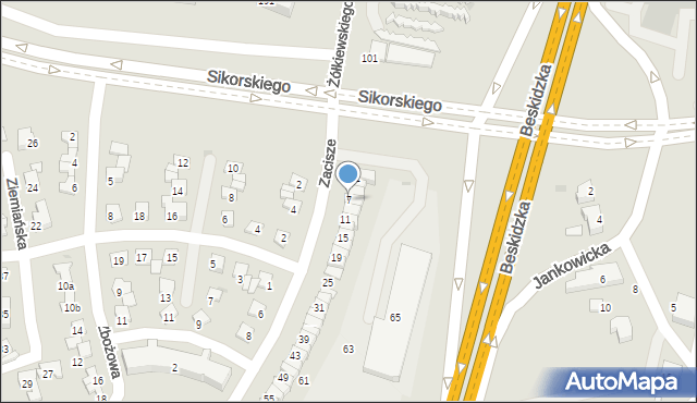 Tychy, Zacisze, 7, mapa Tych&oacute;w