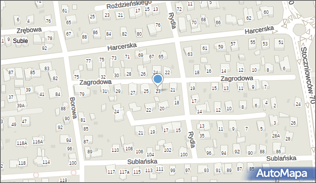 Tychy, Zagrodowa, 23, mapa Tychów