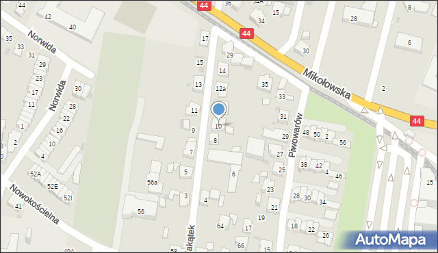 Tychy, Zakątek, 10, mapa Tychów