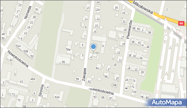 Tychy, Zakątek, 4a, mapa Tychów