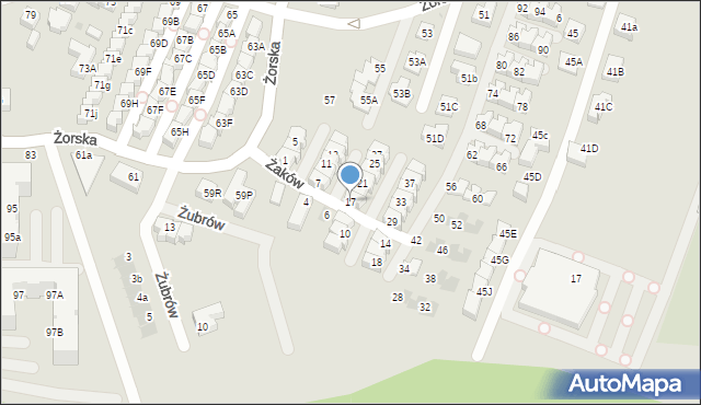 Tychy, Żaków, 17, mapa Tychów