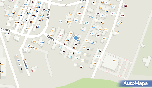 Tychy, Żaków, 33, mapa Tychów