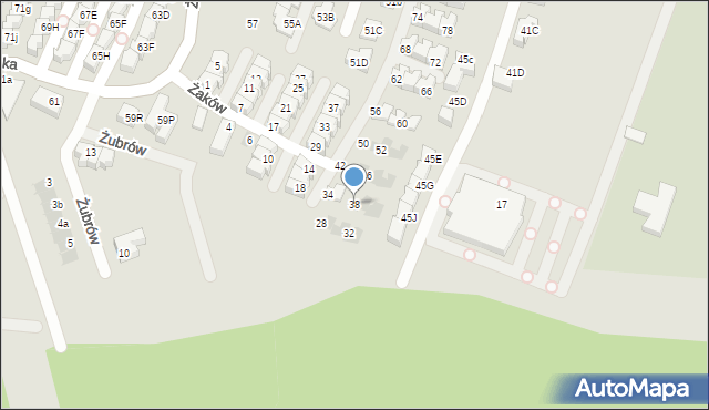 Tychy, Żaków, 38, mapa Tychów