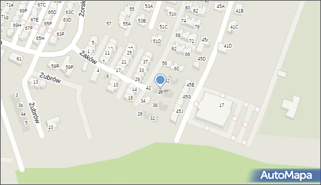 Tychy, Żaków, 46, mapa Tychów