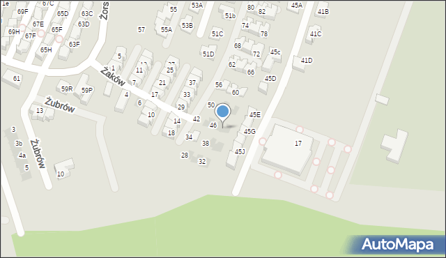 Tychy, Żaków, 48, mapa Tychów
