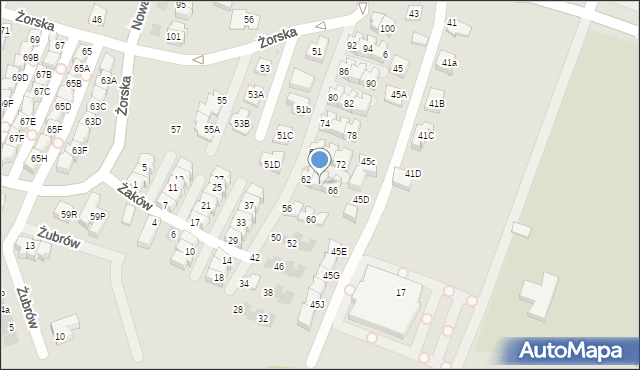 Tychy, Żaków, 64, mapa Tychów