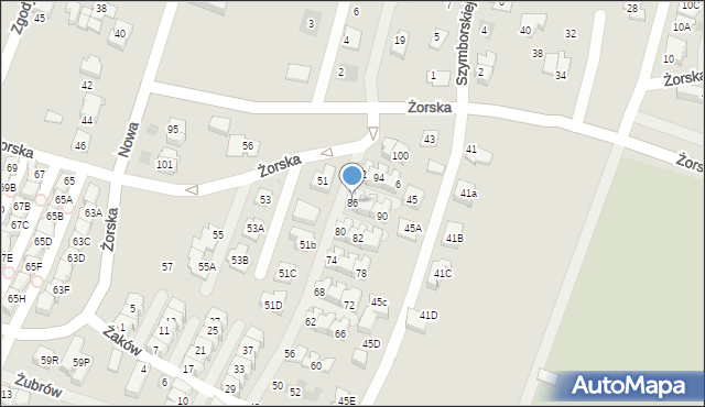 Tychy, Żaków, 86, mapa Tychów