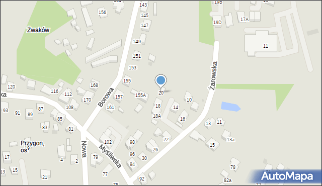 Tychy, Żarowska, 20, mapa Tychów