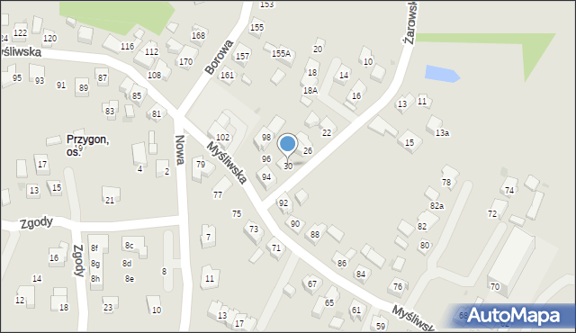 Tychy, Żarowska, 30, mapa Tychów