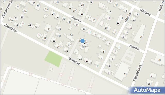 Tychy, Zawilców, 16, mapa Tychów