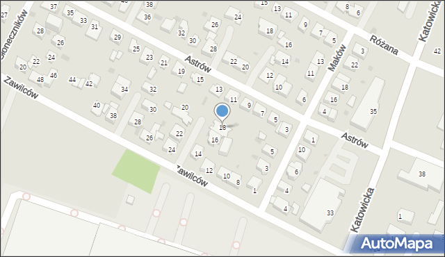 Tychy, Zawilców, 18, mapa Tychów