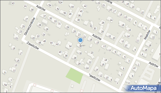 Tychy, Zawilców, 32, mapa Tychów