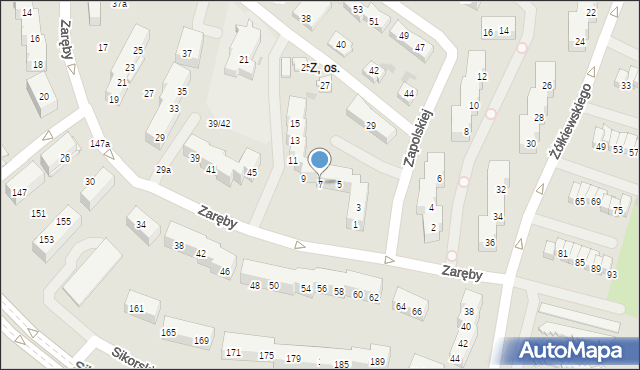 Tychy, Zapolskiej Gabrieli, 7, mapa Tychów