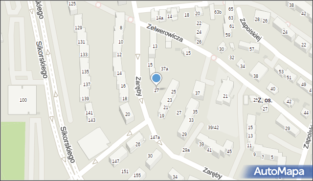 Tychy, Zaręby Rudolfa, 17, mapa Tych&oacute;w