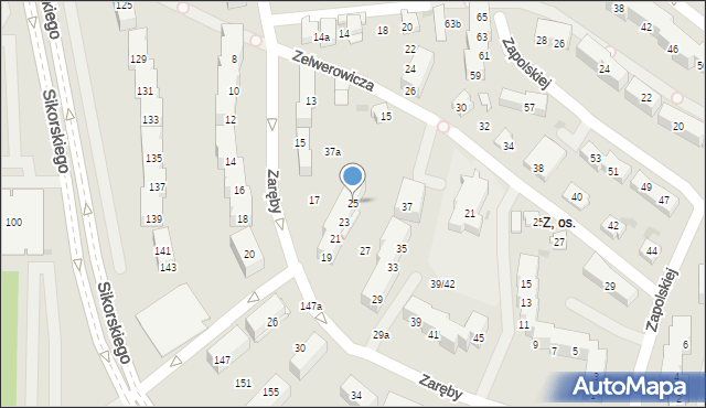 Tychy, Zaręby Rudolfa, 25, mapa Tychów