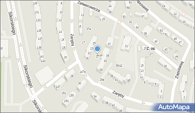 Tychy, Zaręby Rudolfa, 27, mapa Tychów