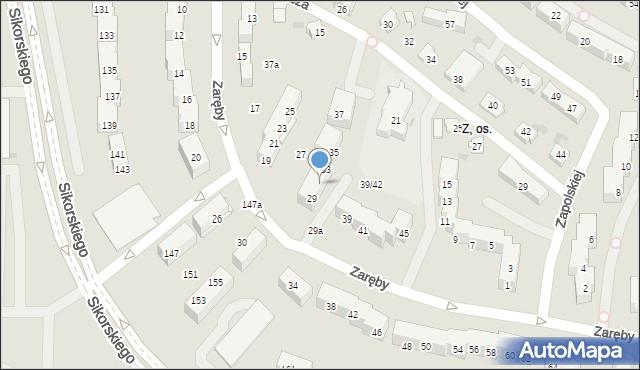 Tychy, Zaręby Rudolfa, 31, mapa Tychów