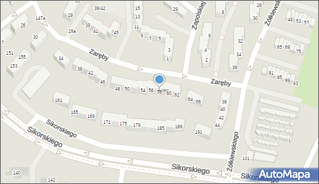 Tychy, Zaręby Rudolfa, 58, mapa Tychów