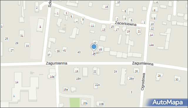 Tykocin, Zagumienna, 45, mapa Tykocin