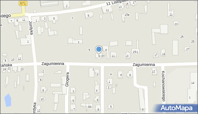 Tykocin, Zagumienna, 7, mapa Tykocin