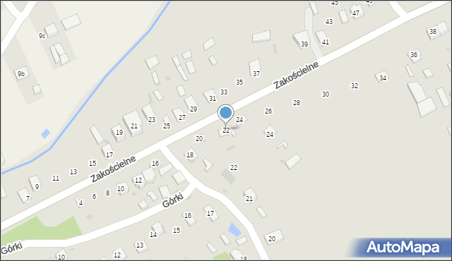 Urzędów, Zakościelne, 22, mapa Urzędów