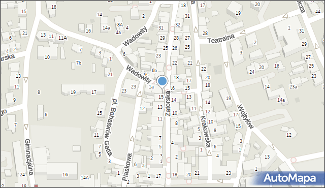 Wadowice, Zatorska, 17, mapa Wadowice
