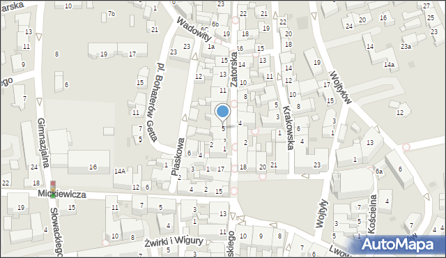 Wadowice, Zatorska, 5, mapa Wadowice