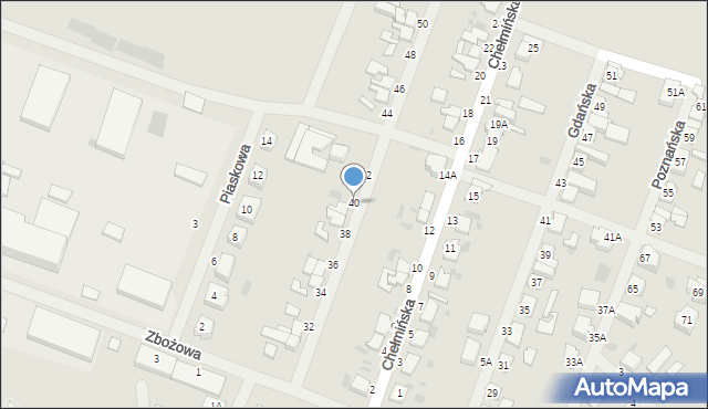 Wałcz, Zaułek Chełmiński, 40, mapa Wałcz